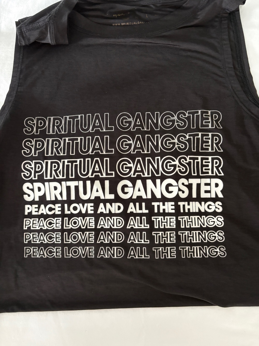 Spiritual Gangster Black Graphic Tank with ivory logo. - Picture 3 of 6